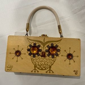 Vintage 1960's Enid Collins 'Night Owl' Wood Box Bag